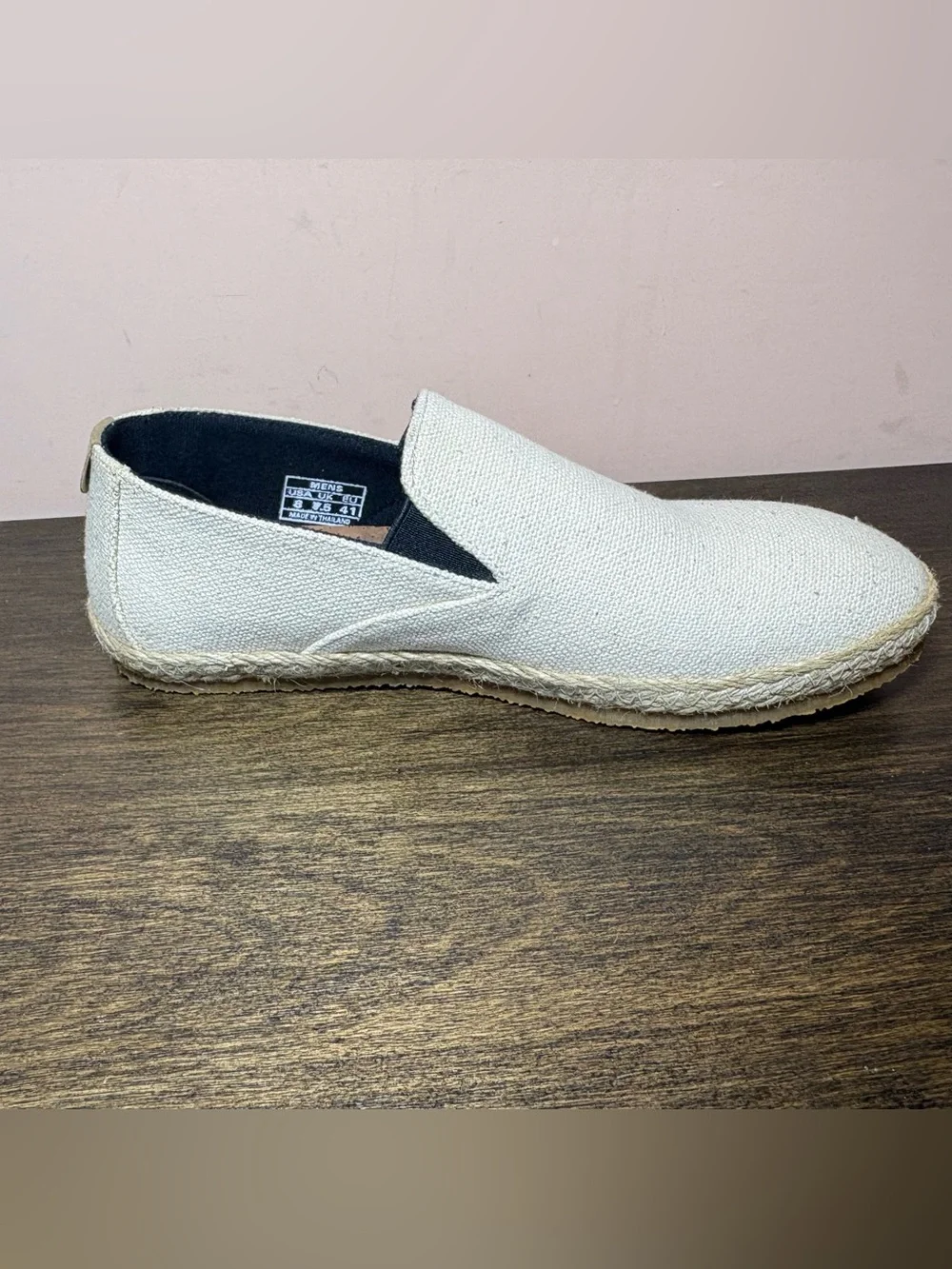 Patara Men’s Natural Canvas Espadrille Slip On Shoes Cork Footbed Size 8